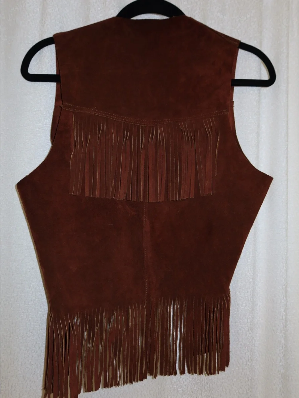 Western Vintage Brown Suede Fringe Vest - Women